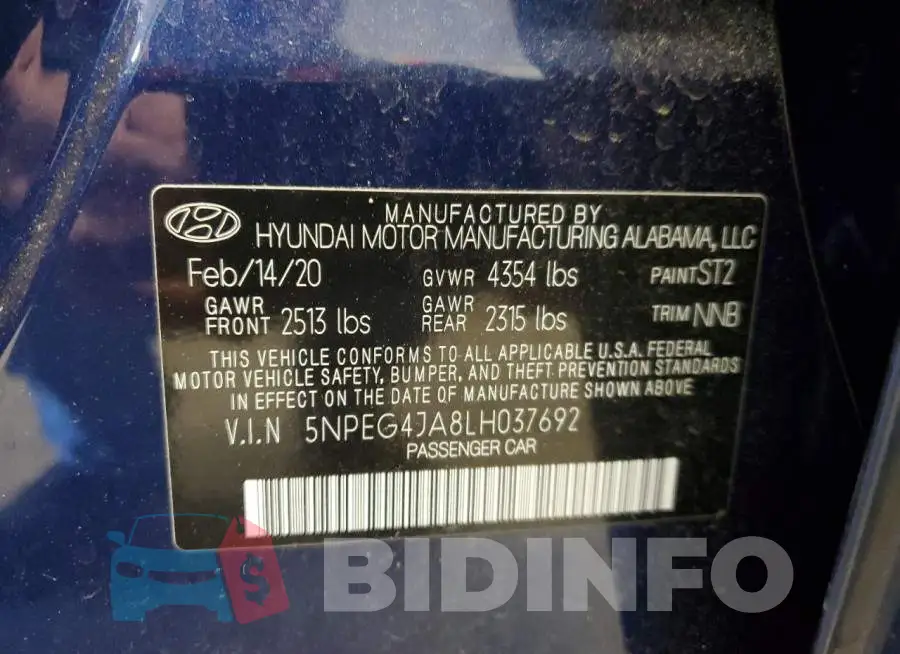 5NPEG4JA8LH037692 Photo# 13