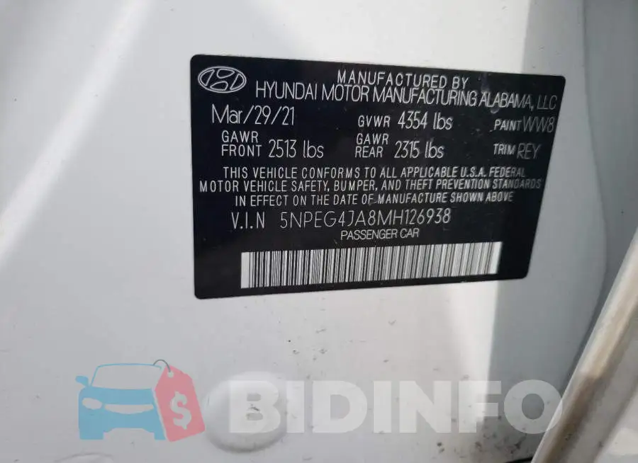 5NPEG4JA8MH126938 Photo# 12