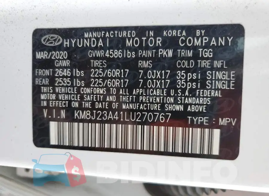 KM8J23A41LU270767 Photo# 13