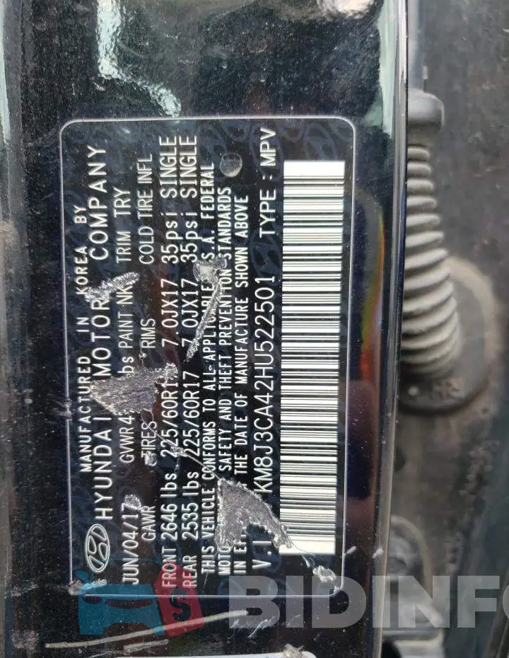 KM8J3CA42HU522501 Photo# 13