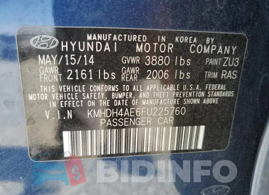 KMHDH4AE6FU225760 Photo# 12