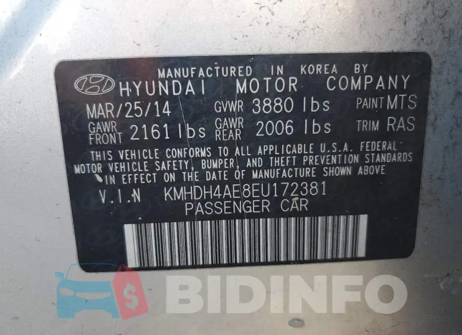 KMHDH4AE8EU172381 Photo# 12
