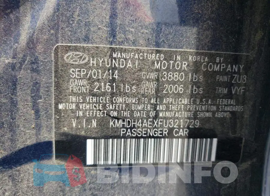 KMHDH4AEXFU321729 Photo# 12