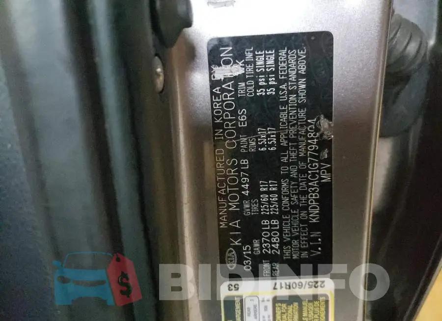 KNDPB3AC1G7794804 Photo# 13