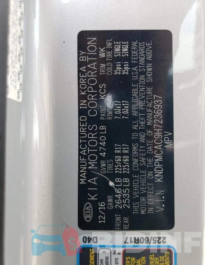 KNDPMCAC9H7236937 Photo# 12