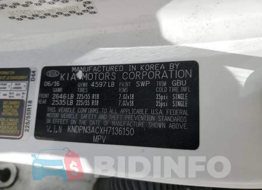 KNDPN3ACXH7136150 Photo# 12