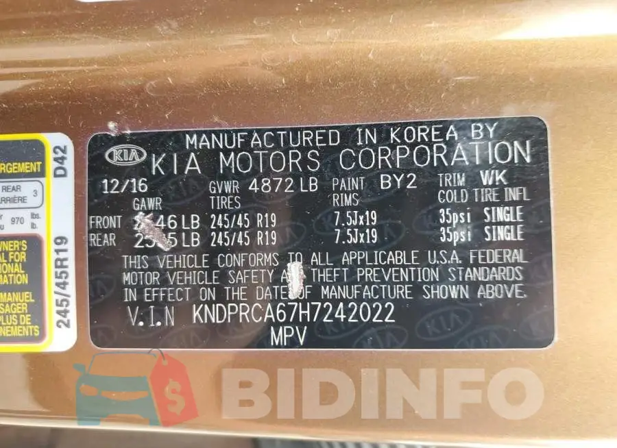 KNDPRCA67H7242022 Photo# 13