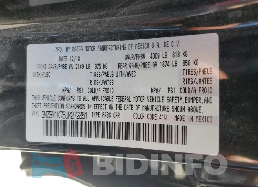 3MZBN1K76JM272851 Photo# 12