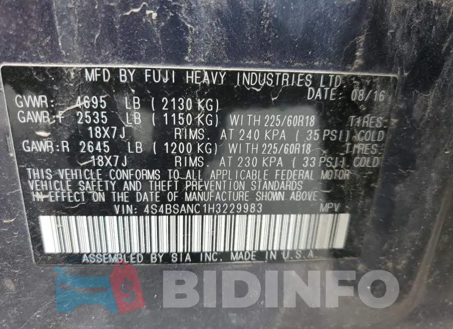 4S4BSANC1H3229983 Photo# 14