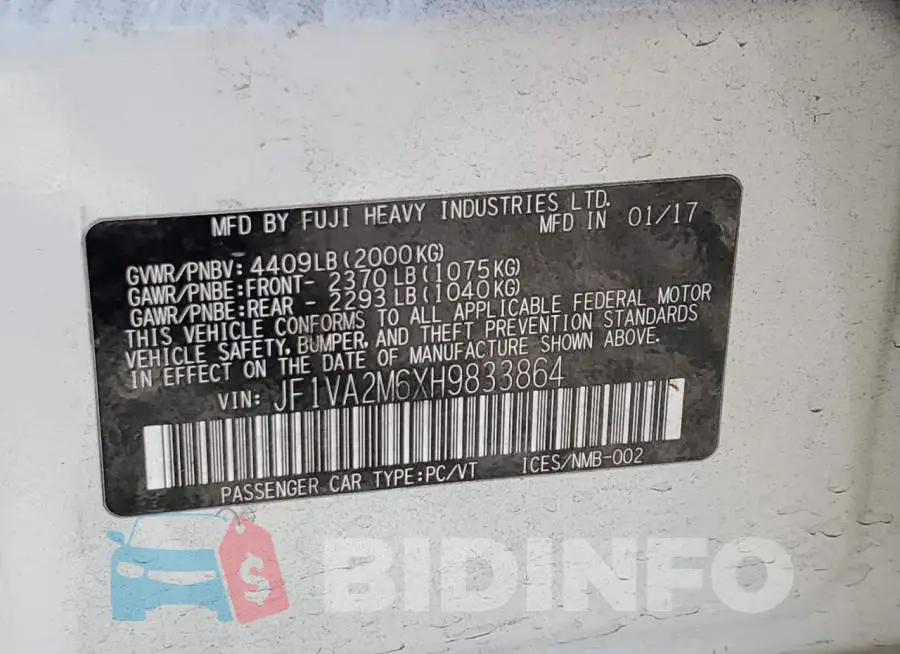 JF1VA2M6XH9833864 Photo# 13