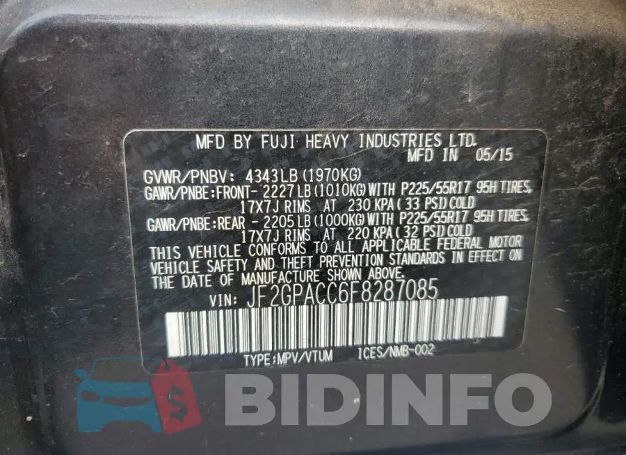 JF2GPACC6F8287085 Photo# 13