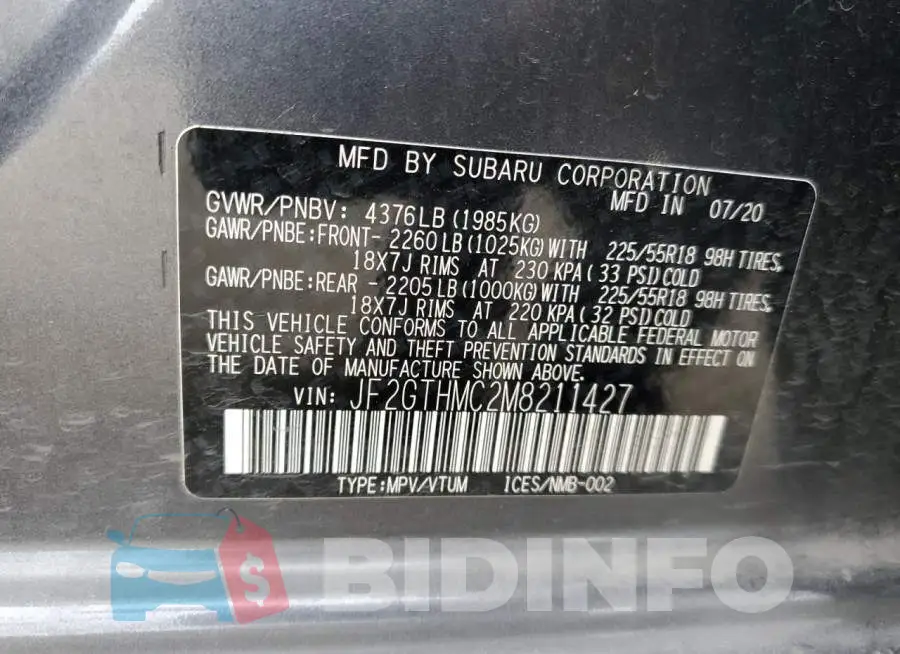 JF2GTHMC2M8211427 Photo# 13