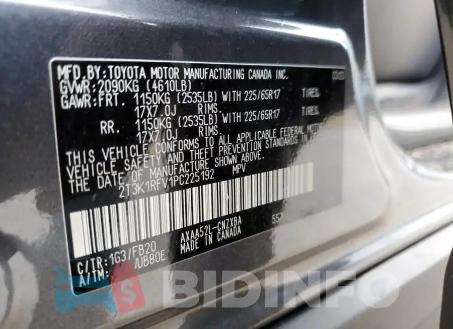 2T3K1RFV1PC225192 Photo# 14