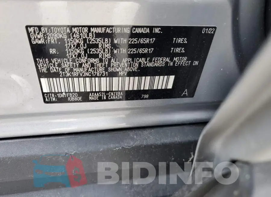 2T3K1RFV3NC178731 Photo# 14