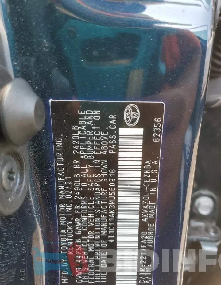 4T1C11AK3MU560816 Photo# 12