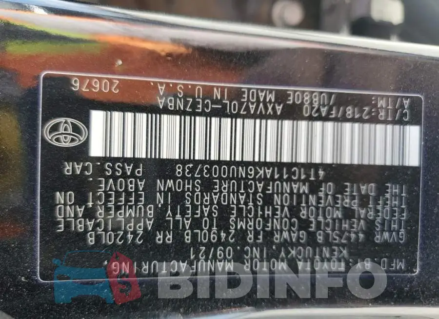 4T1C11AK6NU003738 Photo# 12