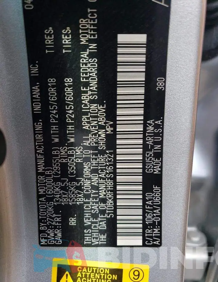 5TDBKRFH8FS161321 Photo# 12