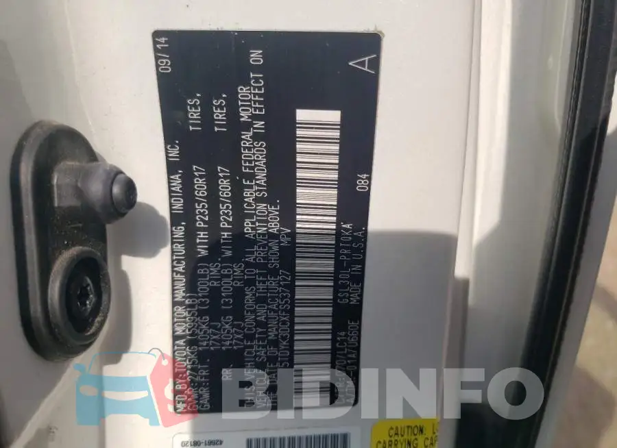 5TDYK3DCXFS537127 Photo# 13