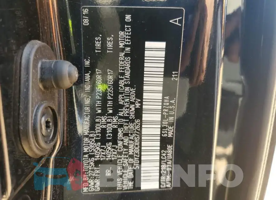 5TDYZ3DCXHS772626 Photo# 14