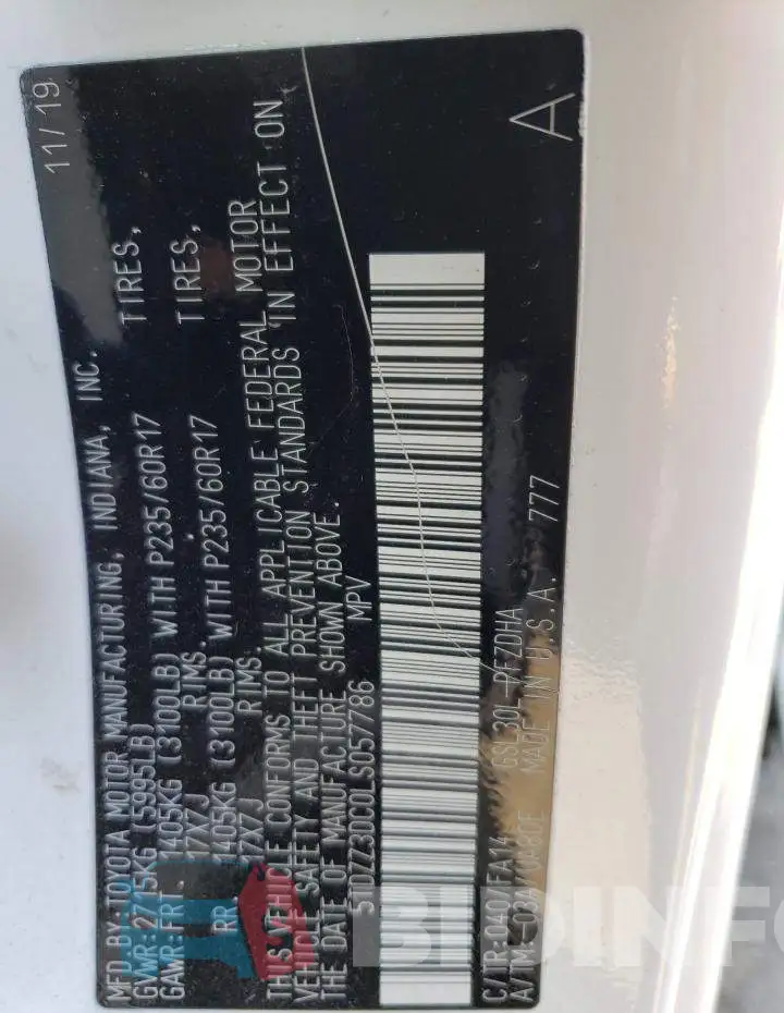 5TDZZ3DC0LS057786 Photo# 14