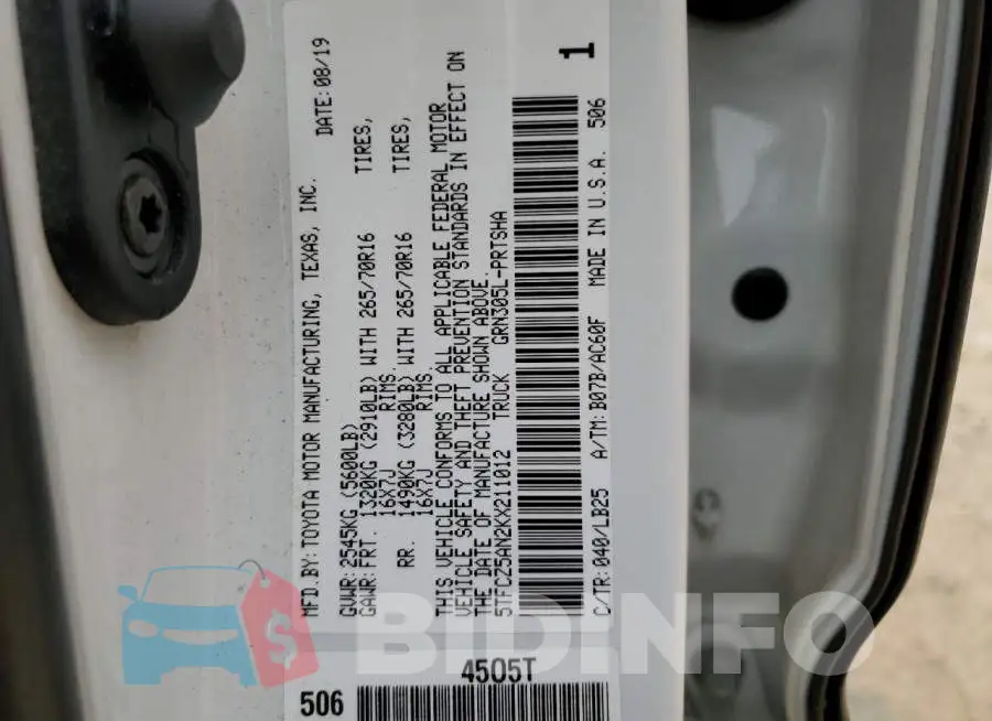 5TFCZ5AN2KX211012 Photo# 12