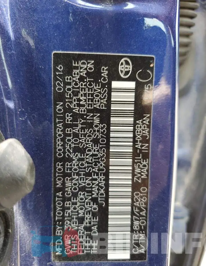 JTDKARFU9G3510733 Photo# 12