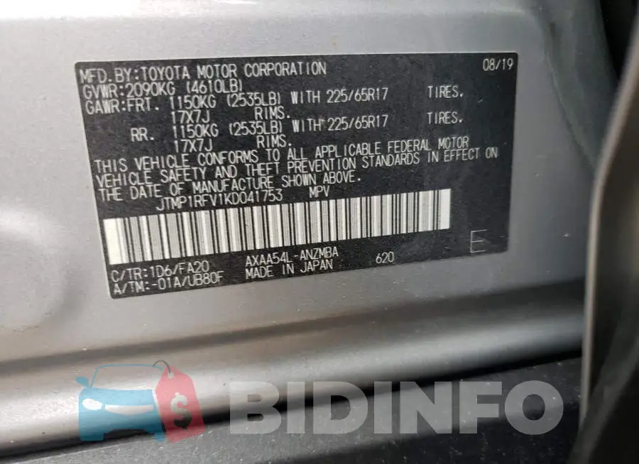 JTMP1RFV1KD041753 Photo# 12