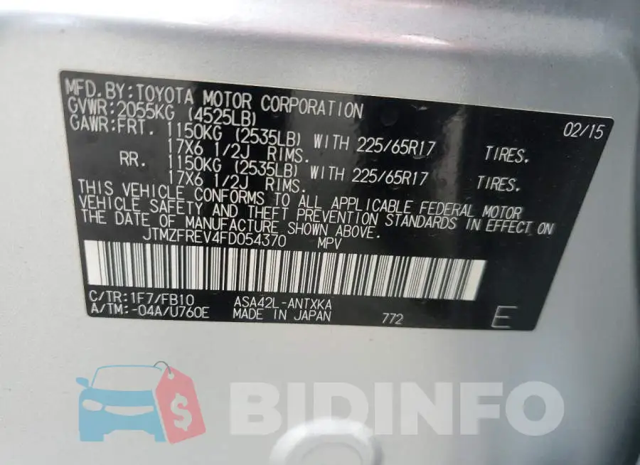 JTMZFREV4FD054370 Photo# 13