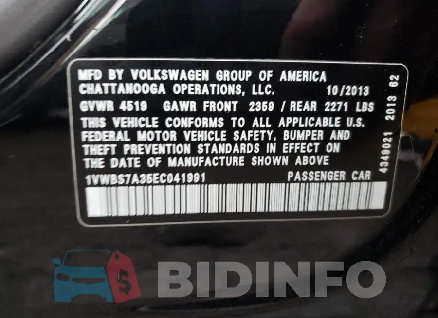 1VWBS7A35EC041991 Photo# 12