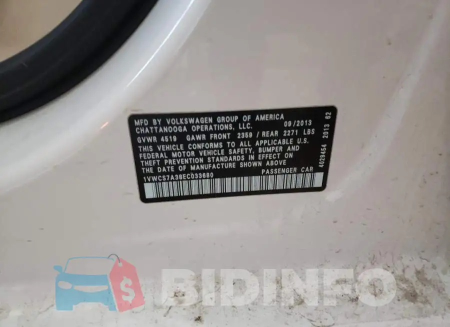 1VWCS7A38EC033680 Photo# 12