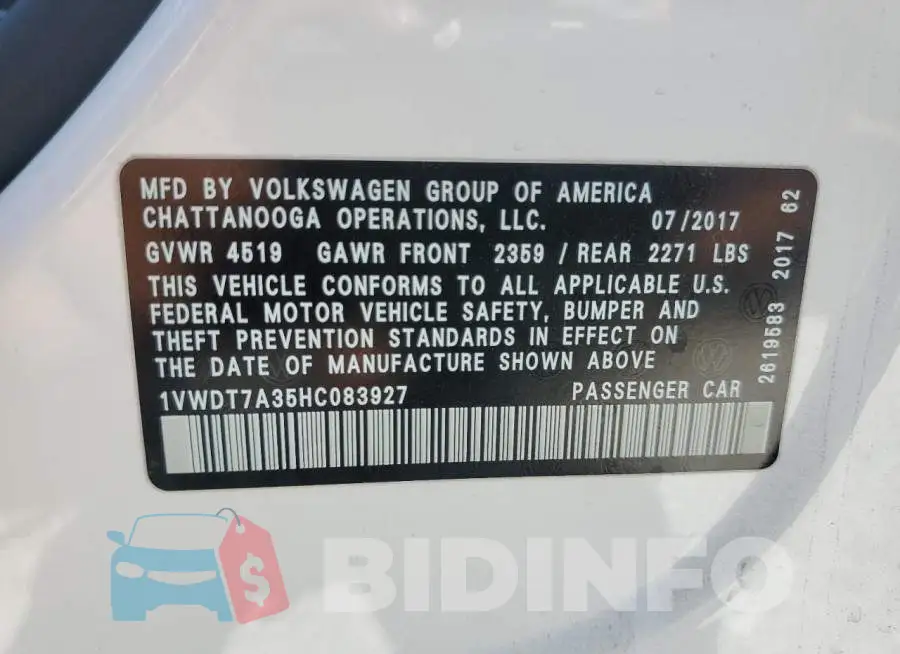 1VWDT7A35HC083927 Photo# 12