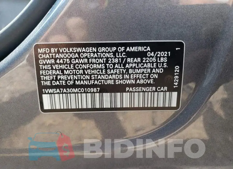 1VWSA7A30MC010987 Photo# 12