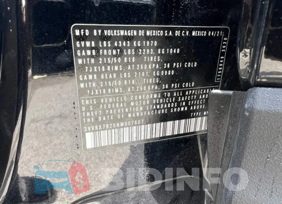 3VVRX7B25NM007607 Photo# 10