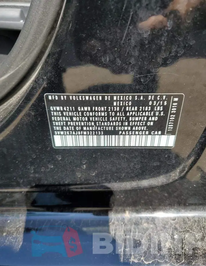 3VW2K7AJ8FM322133 Photo# 13