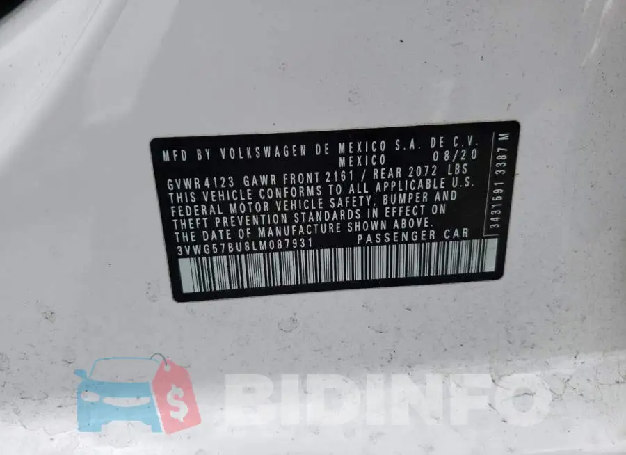 3VWG57BU8LM087931 Photo# 12