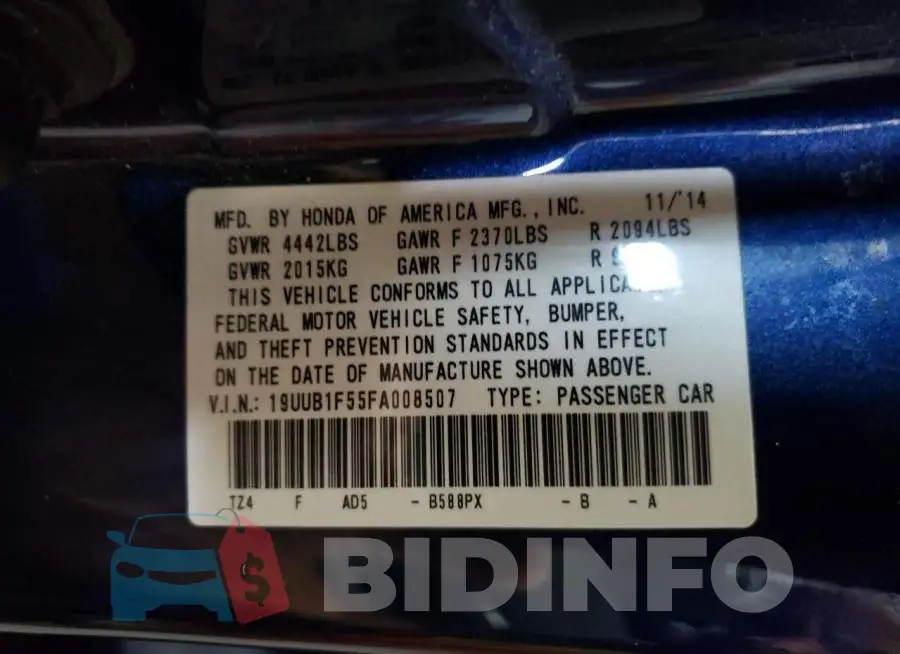 19UUB1F55FA008507 Photo# 12