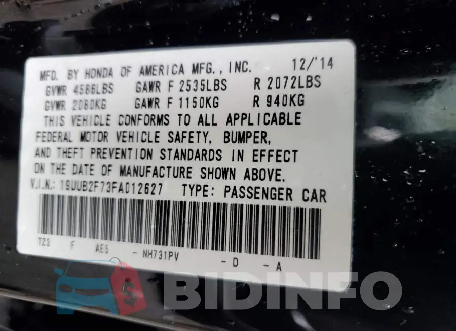 19UUB2F73FA012627 Photo# 12