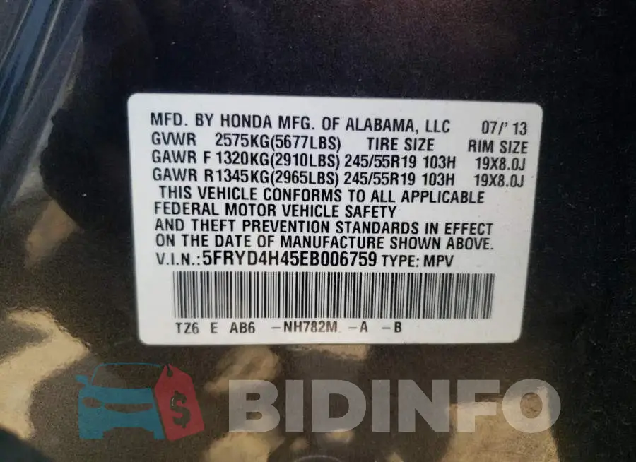 5FRYD4H45EB006759 Photo# 13