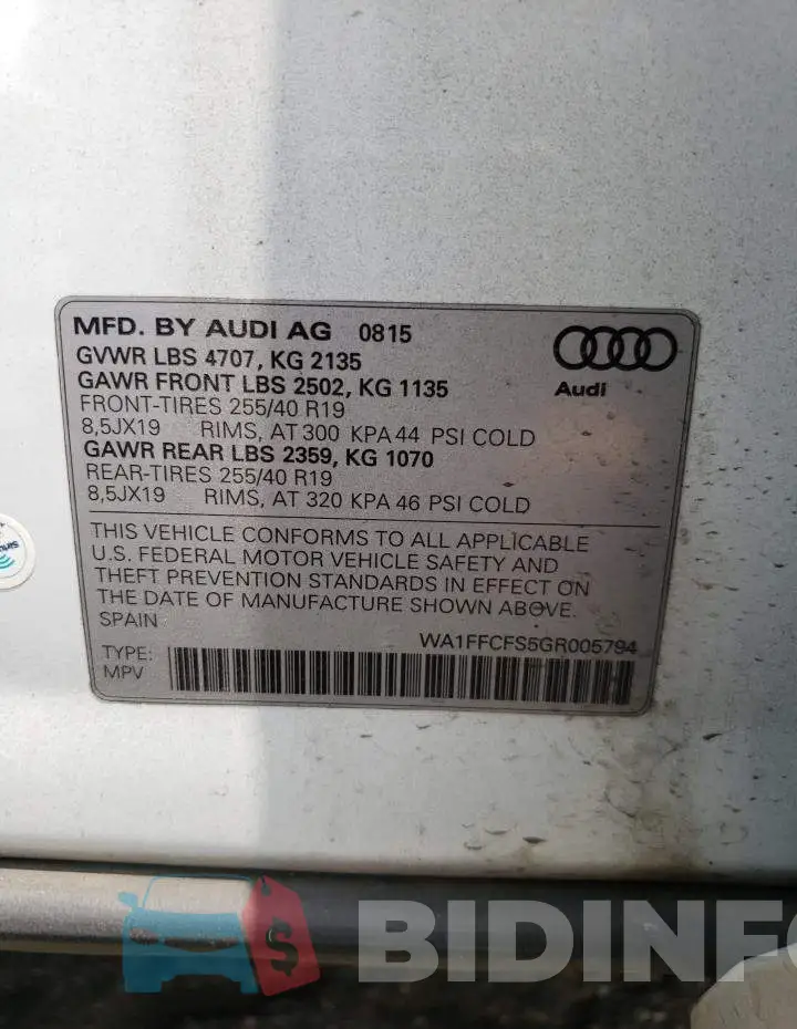 WA1FFCFS5GR005794 Photo# 14