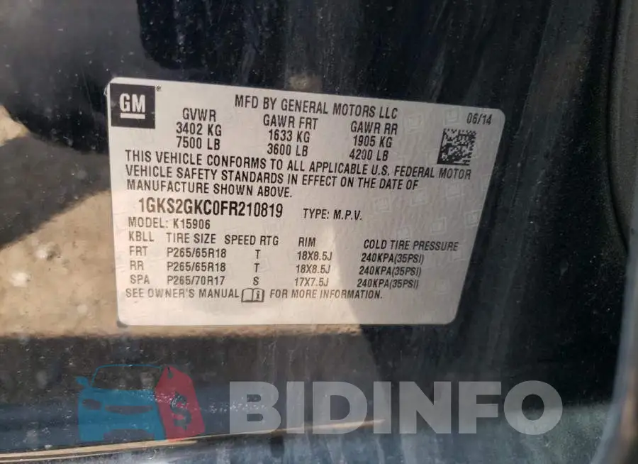 1GKS2GKC0FR210819 Photo# 13
