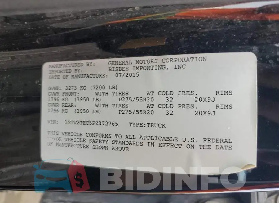 1GTV2TEC5FZ372765 Photo# 12