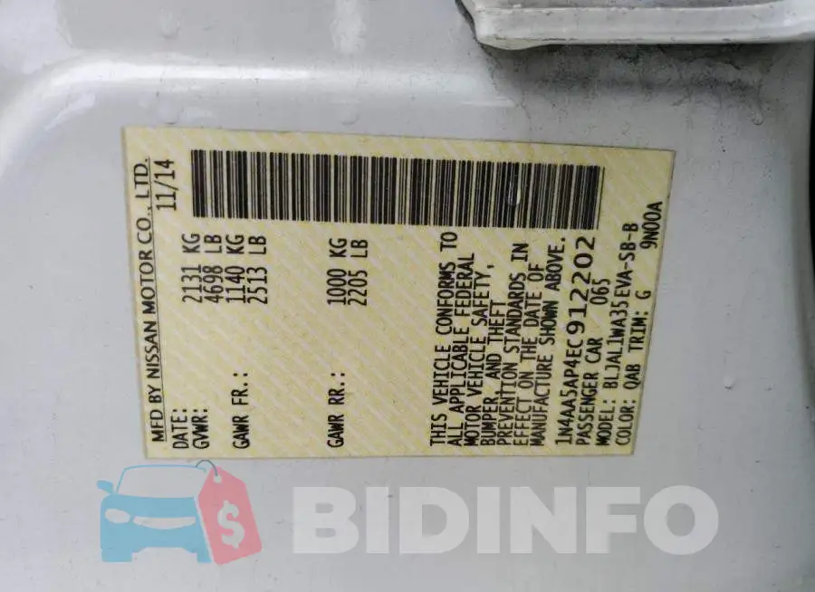 1N4AA5AP4EC912202 Photo# 12