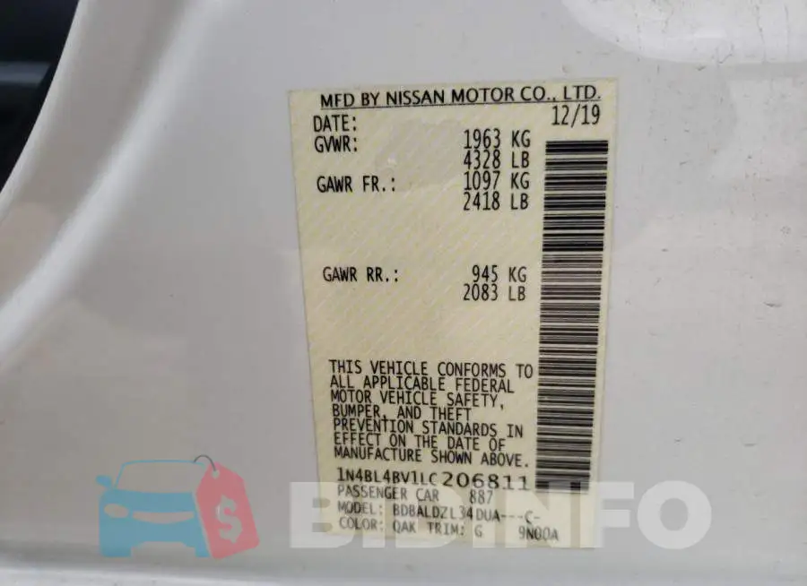 1N4BL4BV1LC206811 Photo# 12