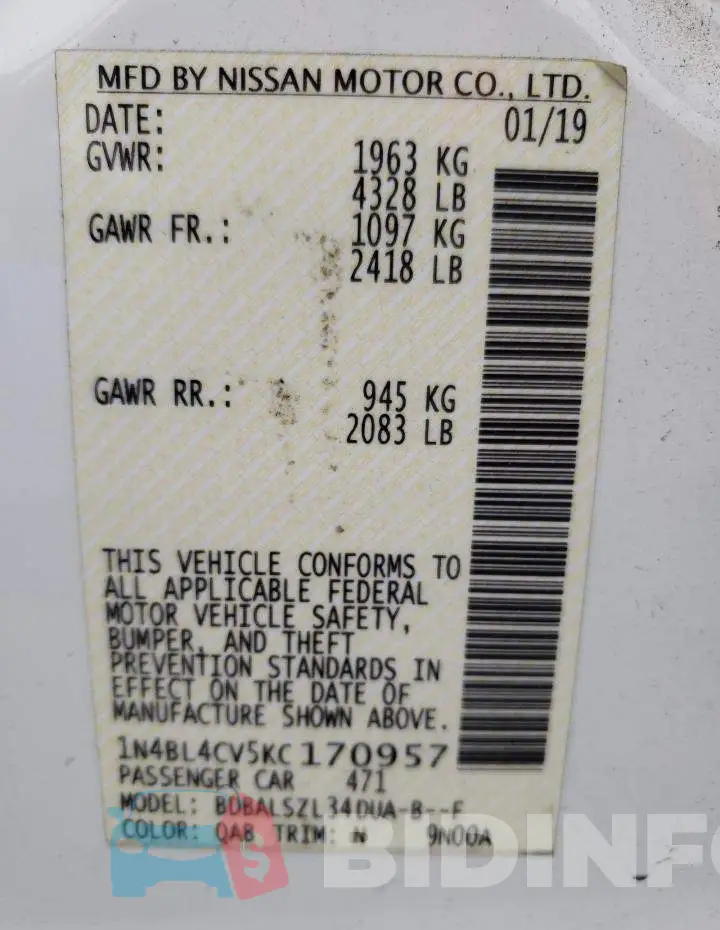 1N4BL4CV5KC170957 Photo# 13