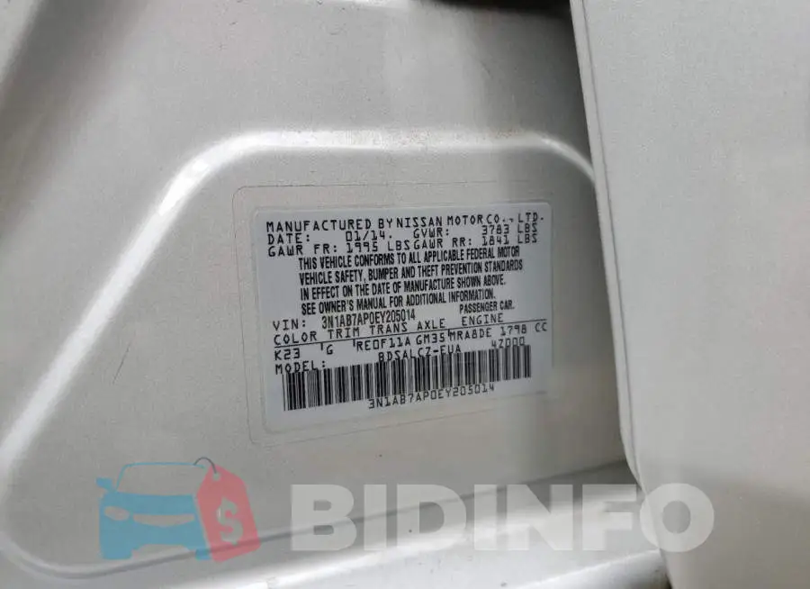 3N1AB7AP0EY205014 Photo# 12