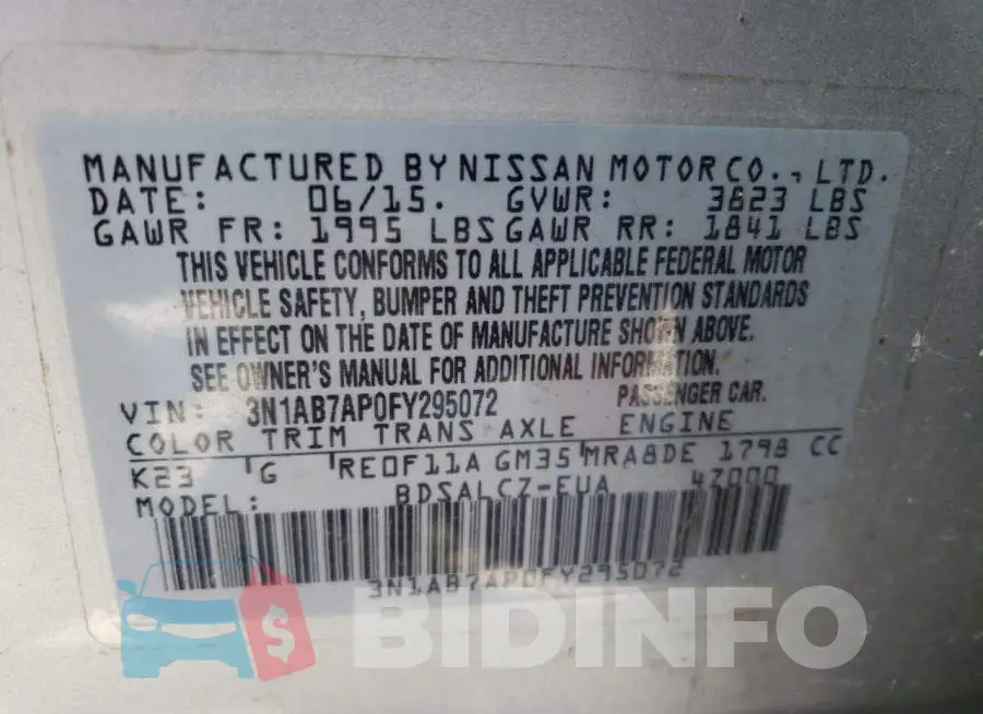 3N1AB7AP0FY295072 Photo# 12