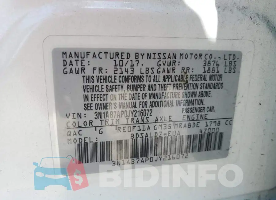 3N1AB7AP0JY216072 Photo# 12
