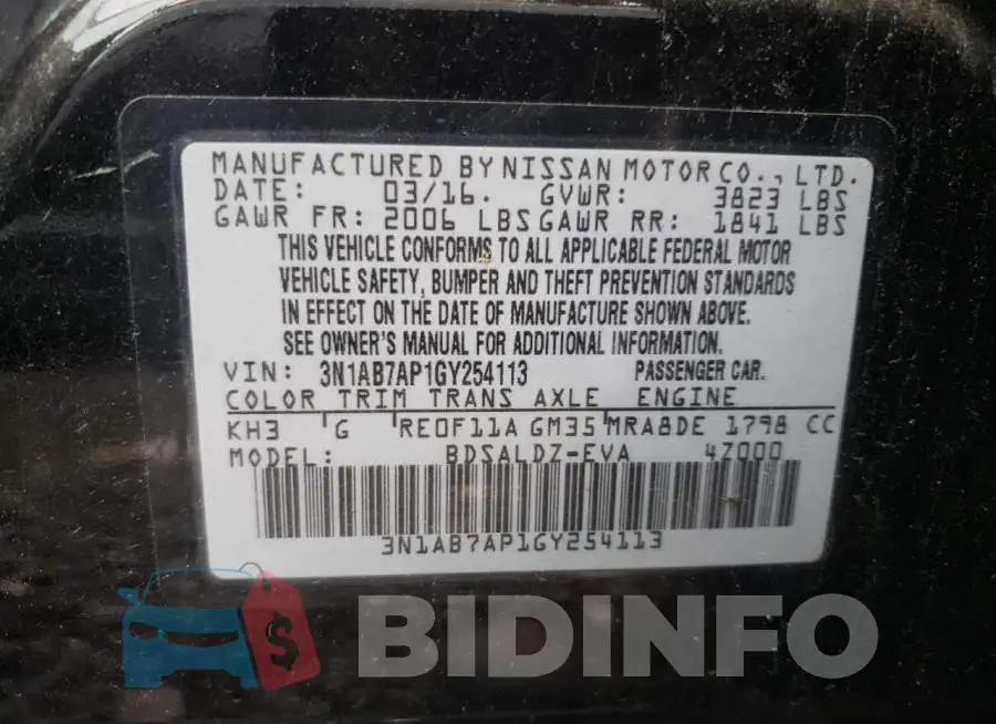 3N1AB7AP1GY254113 Photo# 12