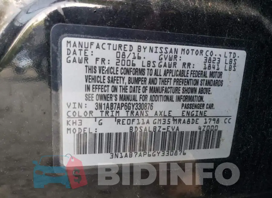 3N1AB7AP6GY330876 Photo# 12