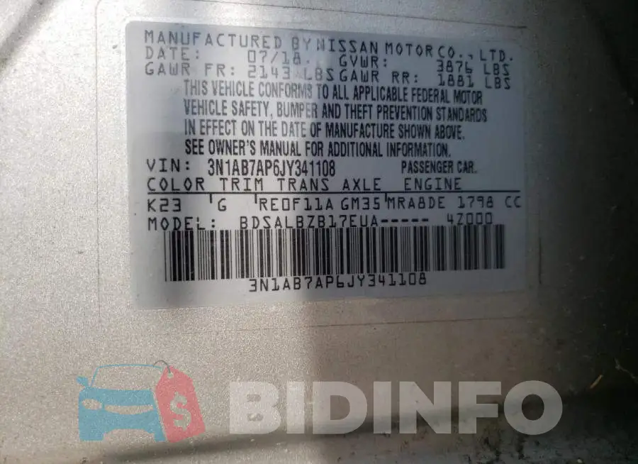 3N1AB7AP6JY341108 Photo# 12